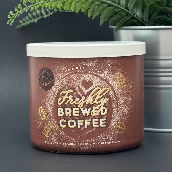 BBW Freshly Brewed Coffee Bath & Body Works 3 Wick Candle - Picture 1 of 10